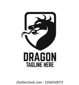 Modern dragon shield logo