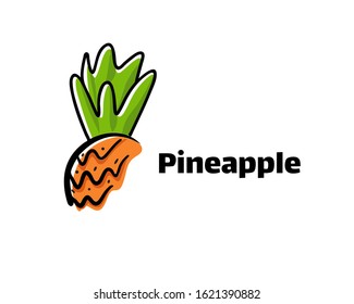 modern draw pineapple art logo design inspiration