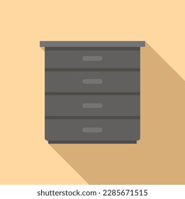 Modern drawer icon flat vector. Kitchen design. Stove wall