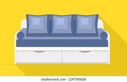 Modern drawer sofa icon. Flat illustration of modern drawer sofa vector icon for web design