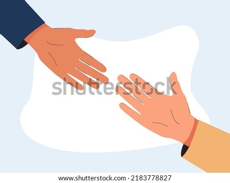 Modern drawing of two hands barely touching one another. Simple sketch of two hands isolated on white background. People connecting each other symbol. Vector illustration. Support during the pandemic