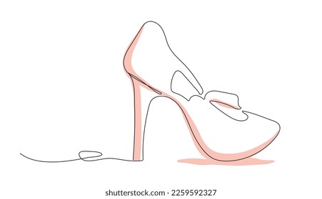 modern drawing. a woman's shoe, hand-drawn. isolated on a white background. fashionable illustration for print, advertising, design, business idea. one line style. art vector