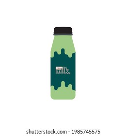 modern drink bottle icon vector design. milk bottle logo. bottled milk. with a beautiful and elegant green color. green milk logo