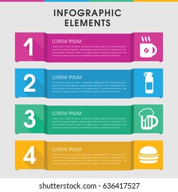 Modern drink infographic template. infographic design with drink icons includes coffee, burger, beer mug. can be used for presentation, diagram, annual report, web design.