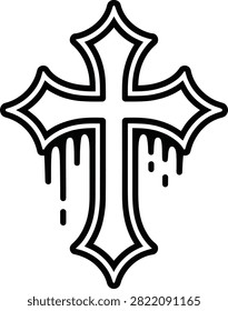 Modern Dripping Effect Cross Symbol Design With Graffiti Style