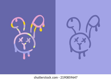 Modern dripping and rainbow bunny face collection. Perfect for T-shirt, print, poster, stationery. Hand drawn vector illustration for decor and design.




