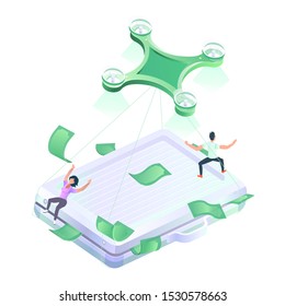 Modern drone business isometric illustration