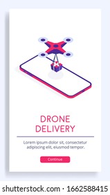 Moderne Drone Delivery Vektorillustration isometrische Abbildung. Gut für Geschäfts-/Liefer-/Arbeitsthemen.