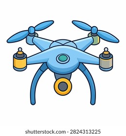A modern drone featuring dual propellers, a central body, and attached camera modules, designed for aerial photography and videography.