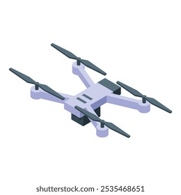 Modern drone flying with camera taking photos and videos, isometric icon