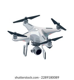 Modern drone hovering photographing icon isolated