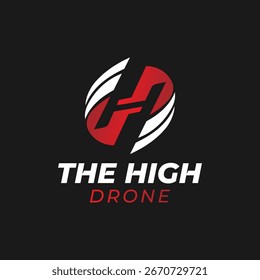 Modern drone logo design with bold letter H and abstract vector