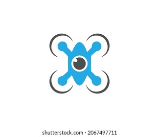 Modern Drone Logo Design Icon Vector Illustration Template.