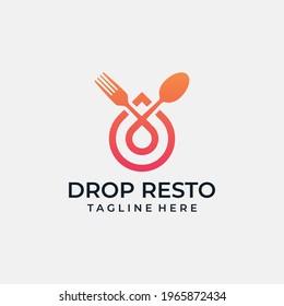 Modern drop cutlery restaurant creative logo design vector inspiration template. Logo can be used for icon, brand, identity, fork, spoon, knife, and business company