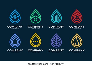 modern drop line art logo design collection