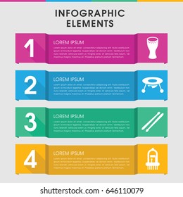Modern drum infographic template. infographic design with drum icons includes baby toy. can be used for presentation, diagram, annual report, web design.