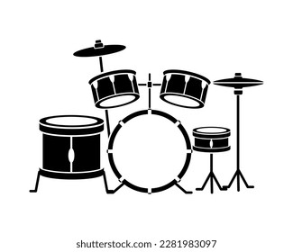 Modern drummer playing drum kit on stage isolated