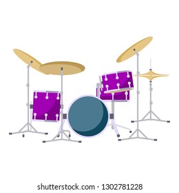 Modern drums kit icon. Flat illustration of modern drums kit vector icon for web design