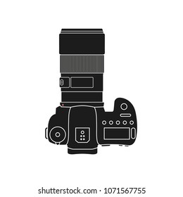 Modern DSLR camera vector illustration.