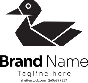 Modern duck logo with geometric Shapes in black and white, minimal and modern duck logo vector illustration