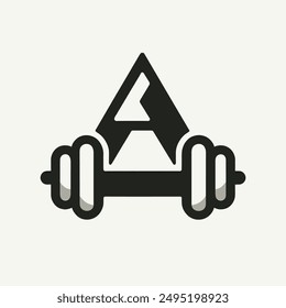 modern dumbbell triangle shape vector logo design