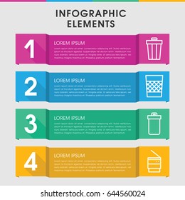 Modern dustbin infographic template. infographic design with dustbin icons includes . can be used for presentation, diagram, annual report, web design.