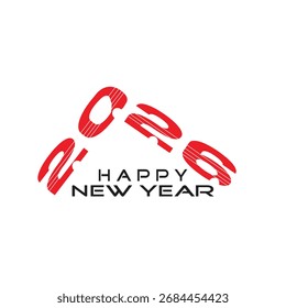 Vector de logotipo de año Nuevo dinámico moderno 2026 | Plantilla de diseño de número de año geométrico negro rojo Abstractas para Anuncio de celebración
