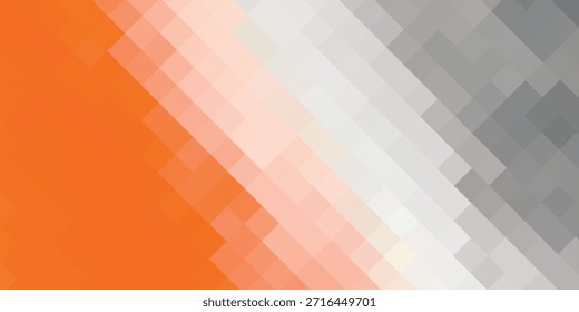 Un fondo abstracto moderno y dinámico con un patrón pixelado con una suave transición de degradado de naranja vibrante a blanco suave y luego a un gris frío, creando un aspecto visualmente atractivo y agradable.