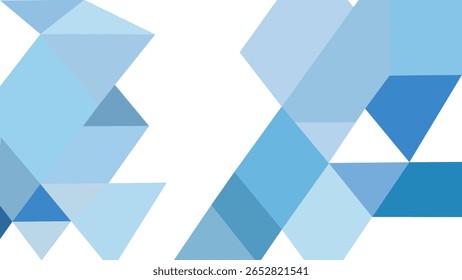 Um fundo moderno e dinâmico com um mosaico de diferentes tons de triângulos geométricos azuis. As linhas limpas e nítidas e a paleta de cores fria criam uma sensação de profundidade e design contemporâneo