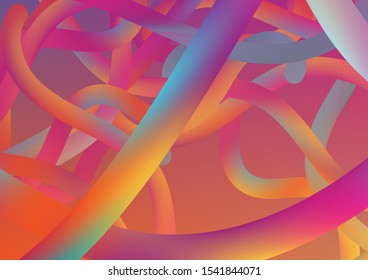 Modern Dynamic Background in Trendy Colors. Colorful Flow Liquid in Future Design Style. Minimal Abstract Curve Lines in Vibrant Color. Wire Digital Pattern with Gradient Neon Cables.