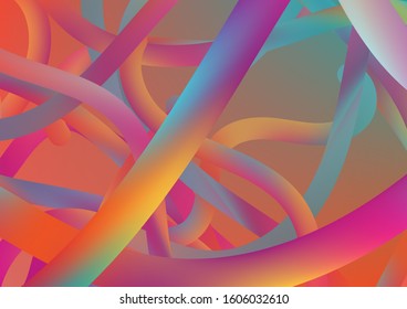 Modern Dynamic Background in Trendy Colors. Minimal Abstract Curve Lines in Vibrant Color. Colorful Flow Liquid in Future Design Style. Wire Digital Pattern with Gradient Neon Cables.