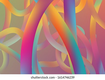Modern Dynamic Background in Trendy Colors. Minimal Abstract Curve Lines in Vibrant Color. Wire Digital Pattern with Gradient Neon Cables. Colorful Flow Liquid in Future Design Style.