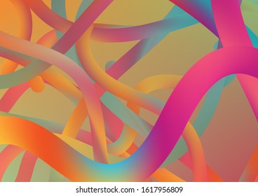 Modern Dynamic Background in Trendy Colors. Wire Digital Pattern with Gradient Neon Cables. Colorful Flow Liquid in Future Design Style. Minimal Abstract Curve Lines in Vibrant Color.