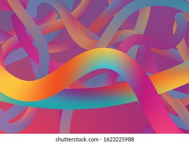 Modern Dynamic Background in Trendy Colors. Wire Digital Pattern with Gradient Neon Cables. Minimal Abstract Curve Lines in Vibrant Color. Colorful Flow Liquid in Future Design Style.