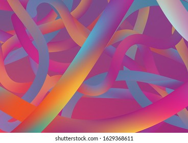 Modern Dynamic Background in Trendy Colors. Minimal Abstract Curve Lines in Vibrant Color. Wire Digital Pattern with Gradient Neon Cables. Colorful Flow Liquid in Future Design Style.