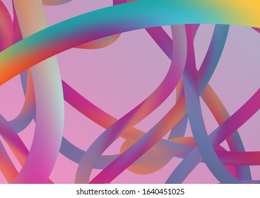 Modern Dynamic Background in Trendy Colors. Minimal Abstract Curve Lines in Vibrant Color. Colorful Flow Liquid in Future Design Style. Wire Digital Pattern with Gradient Neon Cables.