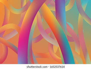 Modern Dynamic Background in Trendy Colors. Colorful Flow Liquid in Future Design Style. Wire Digital Pattern with Gradient Neon Cables. Minimal Abstract Curve Lines in Vibrant Color.