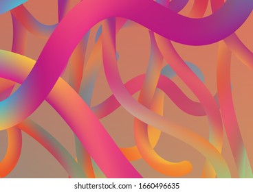  Fondo dinámico moderno en colores de moda. Líneas de curva abstractas mínimas en color vibrante. Flujo colorido líquido en estilo de diseño futuro.Patrón digital de cable con cables de neón degradado.