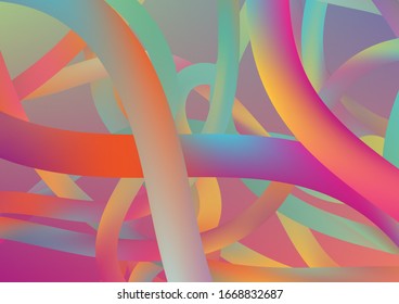  Fondo dinámico moderno en colores de moda.Patrón digital de cable con cables de neón degradado. Líneas de curva abstractas mínimas en color vibrante. Flujo colorido líquido en estilo de diseño futuro.