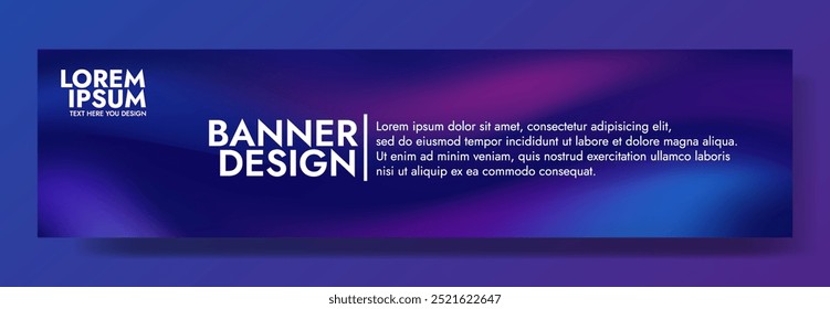 A modern and dynamic banner with a fluid wave design in vibrant blue and purple hues. Perfect for technology and music brands.