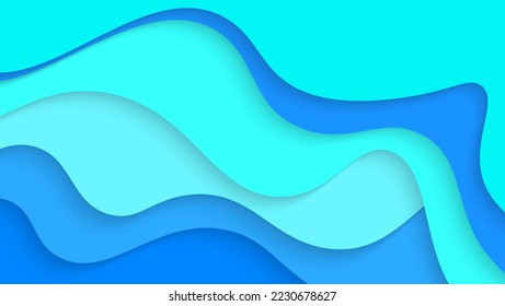 Diseño de fondo de estilo en papel de las ondas azules dinámicas modernas