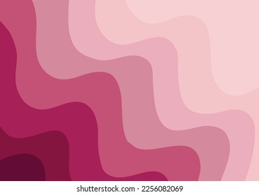 A modern dynamic color tone of a motion wave background of curved stripes in soft pink and dark red. Vector illustration. Template for wallpaper, cover decoration, fabric, poster