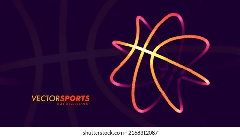 Modern Dynamic Colored Background Design for Sports Game Events. Basketball Streetball Neon 3D Ball Logo Design. Vector Illustration.