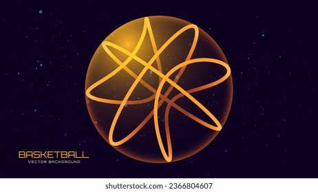 Modern Dynamic Colored Background Design for Sports Game Events. Basketball Streetball Neon 3D Ball Logo Design. Vector Illustration.
