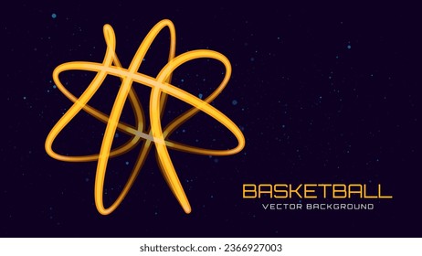 Modern Dynamic Colored Background Design for Sports Game Events. Basketball Streetball Neon 3D Ball Logo Design. Vector Illustration.