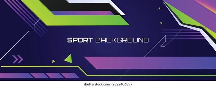 Modern Dynamic Dark Puple Gaming Web Banner Template, Creative Cyber Tech Geometry Illustration Layout