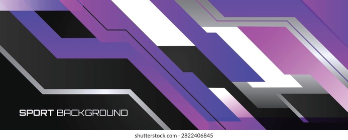 Modern Dynamic Dark Puple Gaming Web Banner Template, Creative Cyber Tech Geometry Illustration Layout