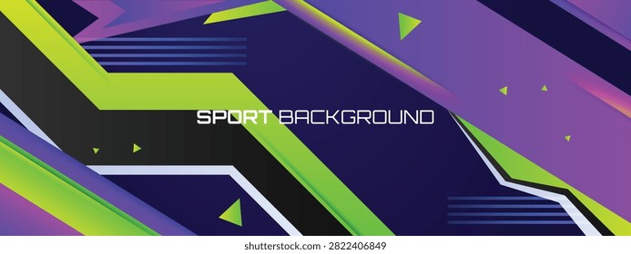 Modern Dynamic Dark Puple Gaming Web Banner Template, Creative Cyber Tech Geometry Illustration Layout