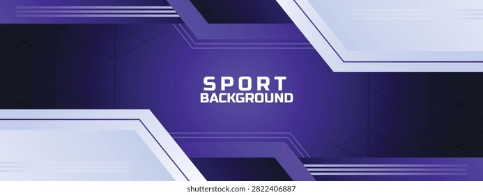Modern Dynamic Dark Puple Gaming Web Banner Template, Creative Cyber Tech Geometry Illustration Layout