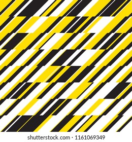 Modern dynamic diagonal stripes geometric seamless pattern for background, wrapping paper, fabric, surface design. Black and yellow repeatable motif.
